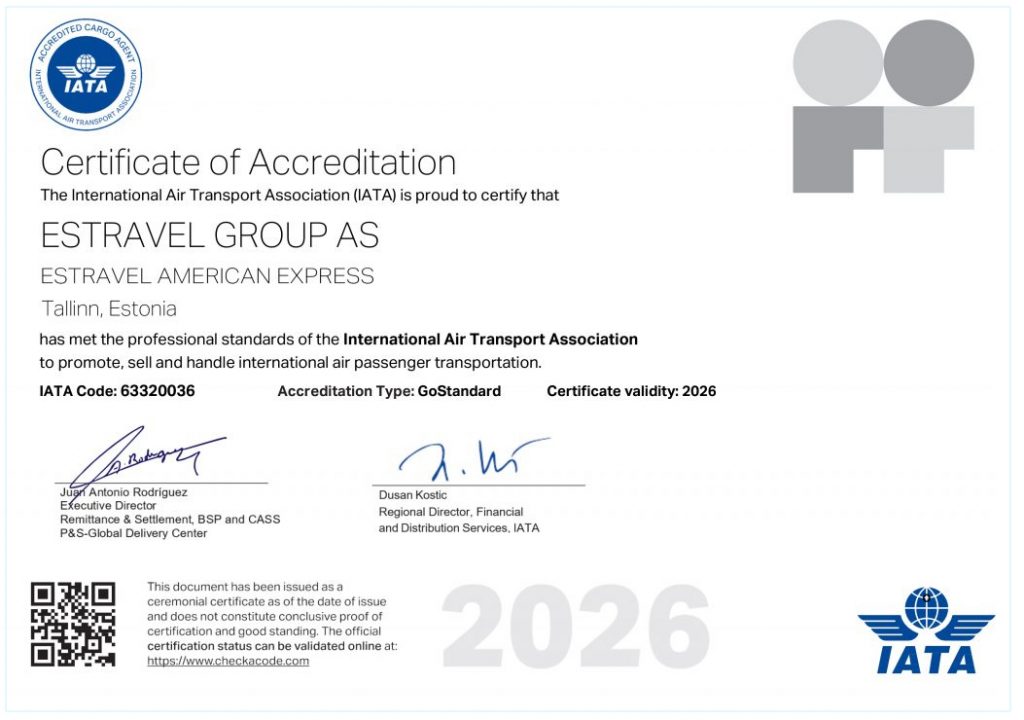 Estravel Group AS IATA SERT 2026